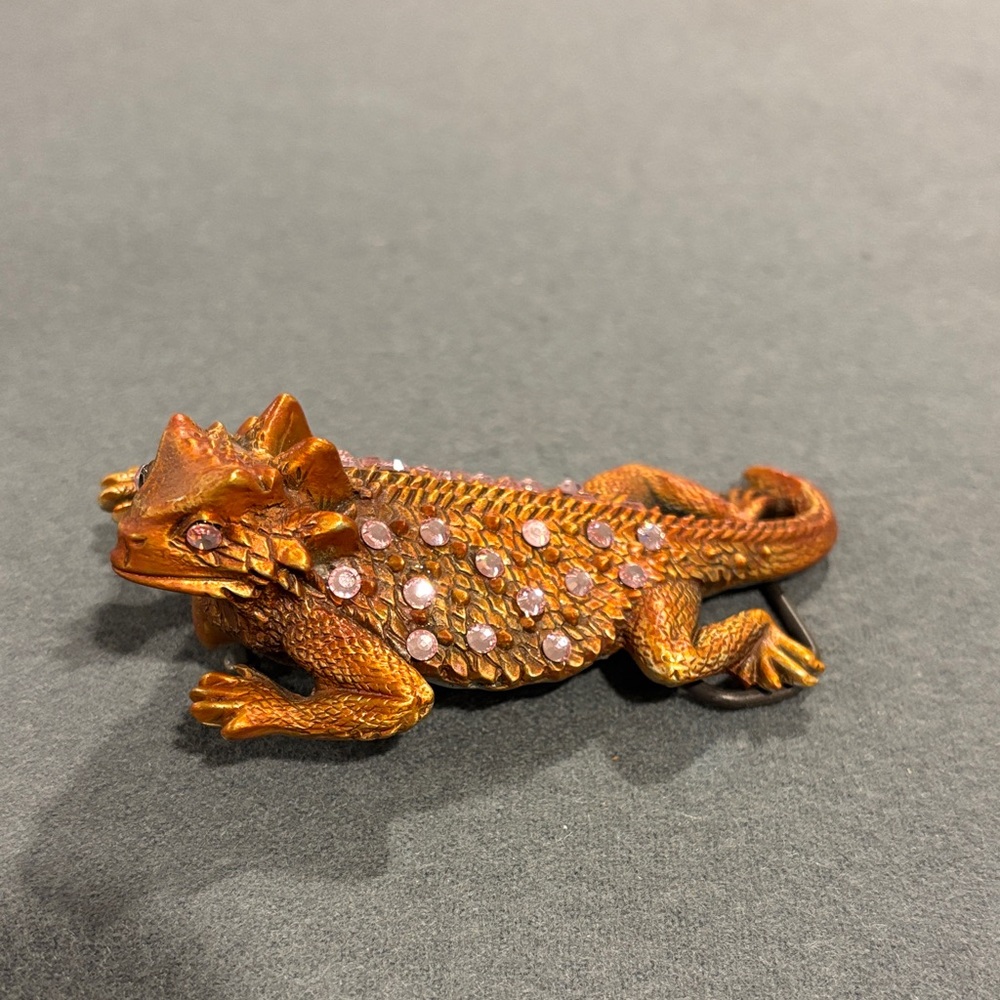 Great American Horned Toad Jeweled Pewter Belt Buckle
